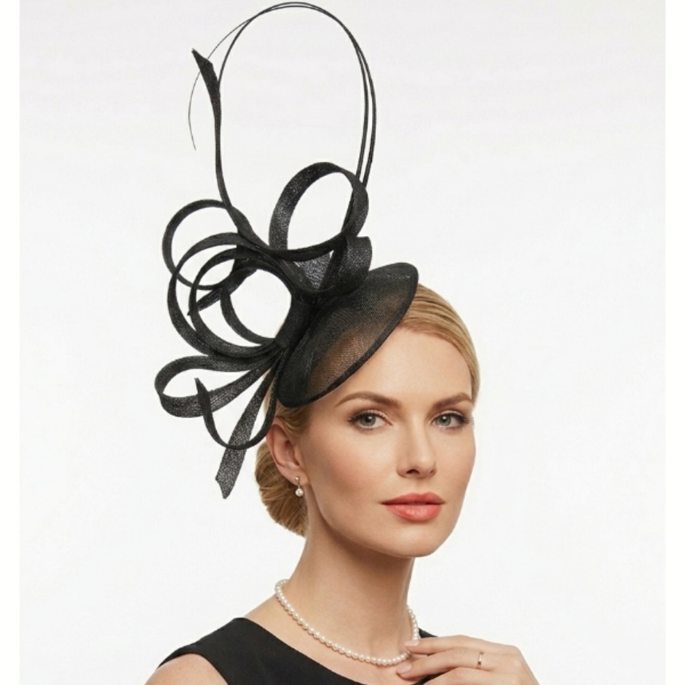 Beloved Millinery Elegant Towering Black Refined Fascinator Derby Church Funeral